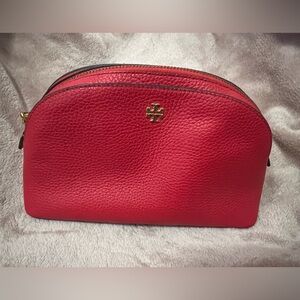 Tory Burch Red Leather Cosmetic Case